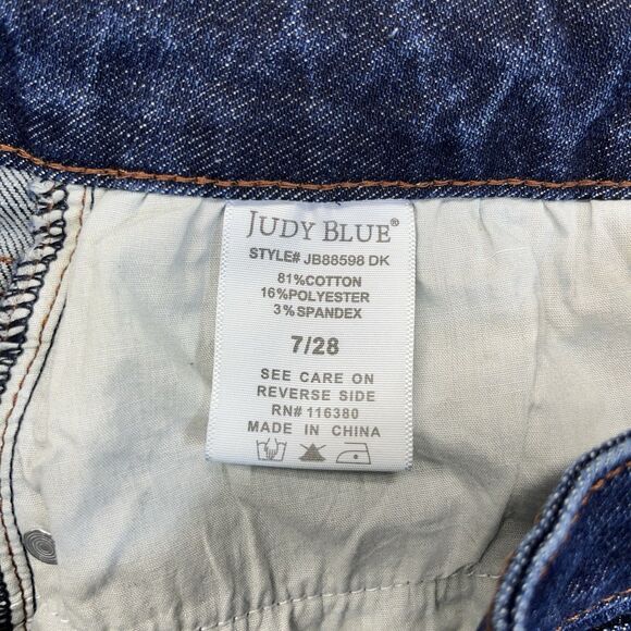 Judy Blue Jeans Women’s 7/28 Straight Fit Dark Wash Button Fly Stretch JB88598 - Picture 6 of 15